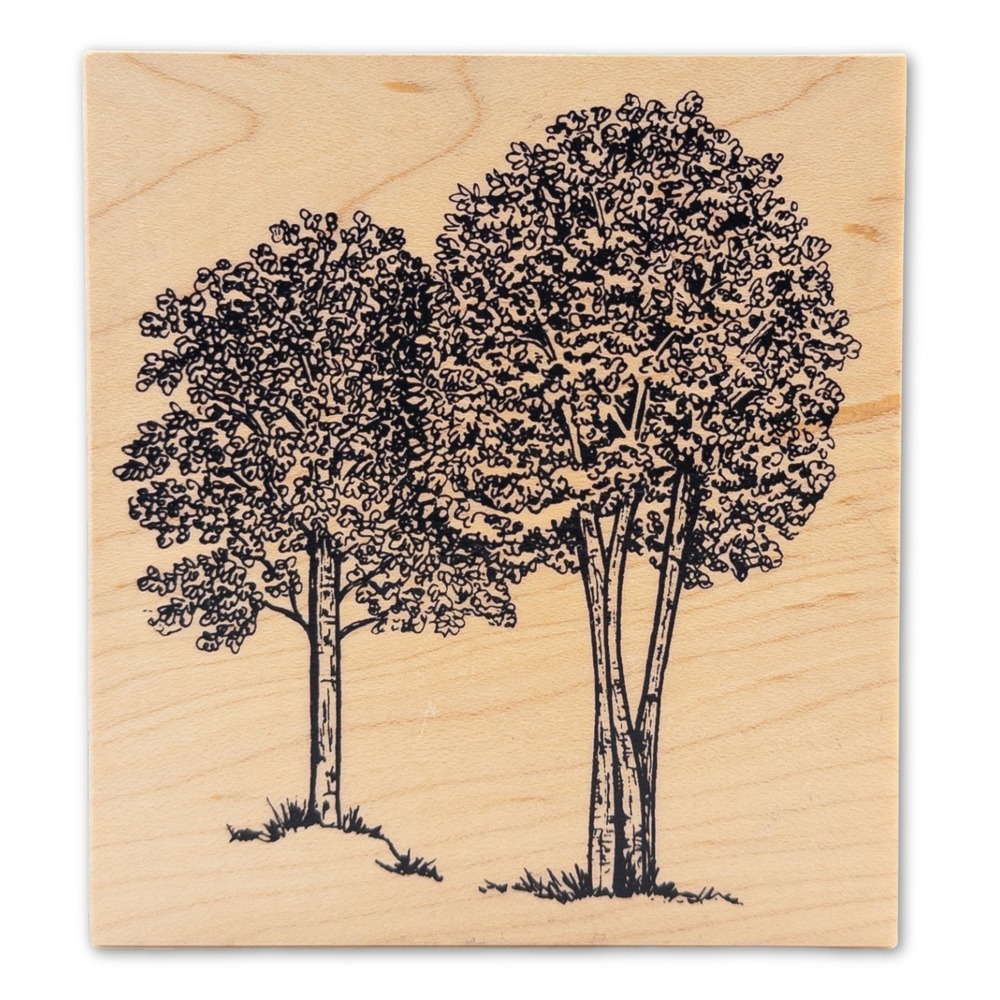 Vintage Y2K Great Impressions Rubber Stamp Wooden Block Trees Nature Landscape